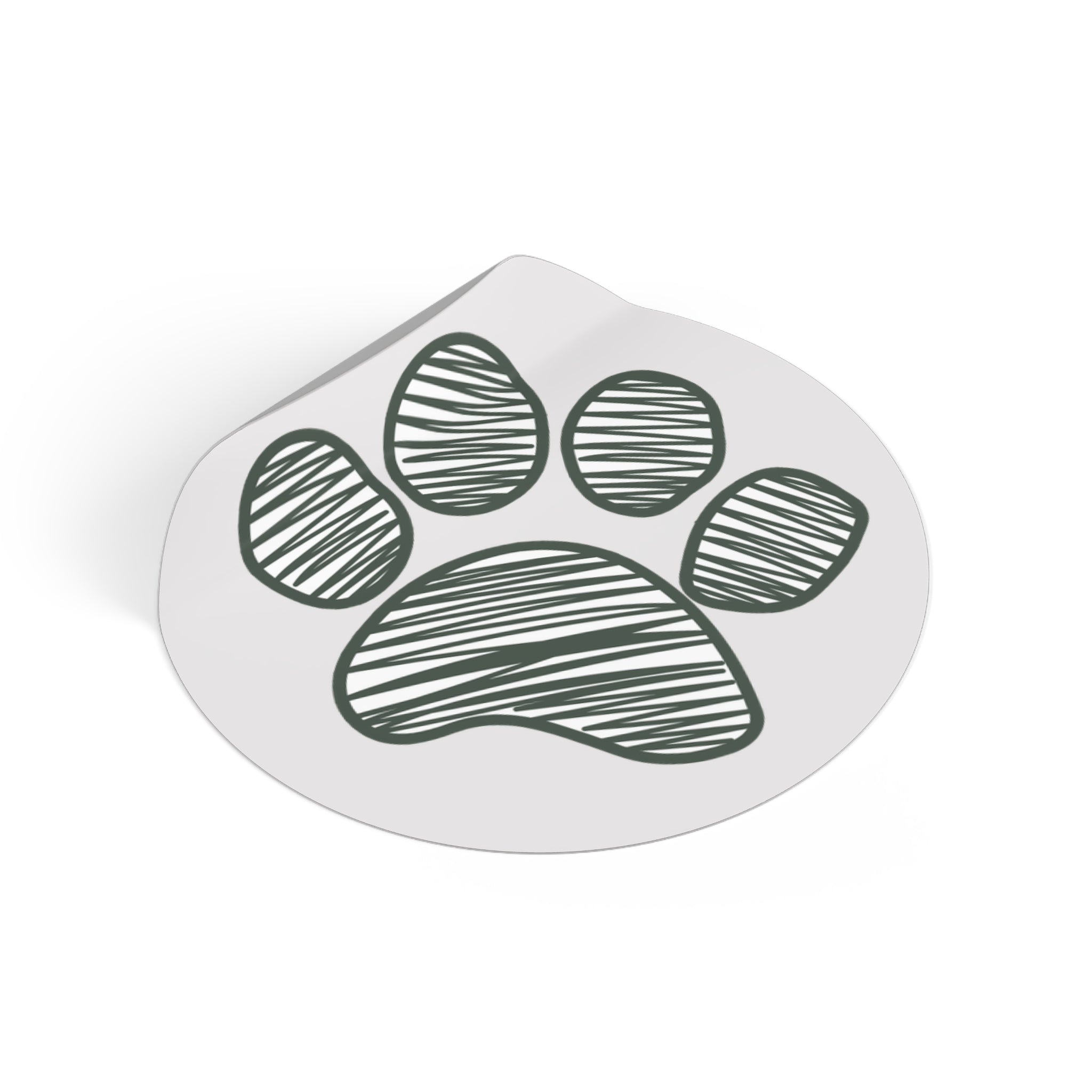 Sticker with a paw print design on a white background